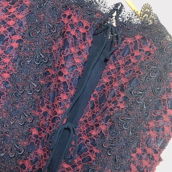 SANDRO Peaches Lace Dress in Bordeaux Size 2 - Picture 7 of 12